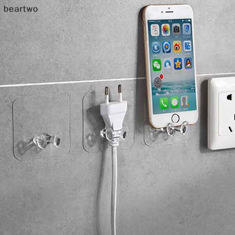 < Beartwo > 10 Chiếc Móc Bảo Quản Treo Tường Không Đục Lỗ Cắm Điện Ổ Cắm Giá Đỡ Bếp Trộm Móc Treo Tường Phòng Tắm Đẹp