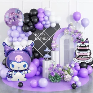 104 Chiếc Kuromi Chủ Đề Bong Bóng Vòng Hoa Vòm Bộ Trang Trí Tiệc Bong Bóng Cao Su Hoạt Hình Nhôm Lá Bóng Trẻ Em Sinh Nhật Dự Tiệc Cung Cấp