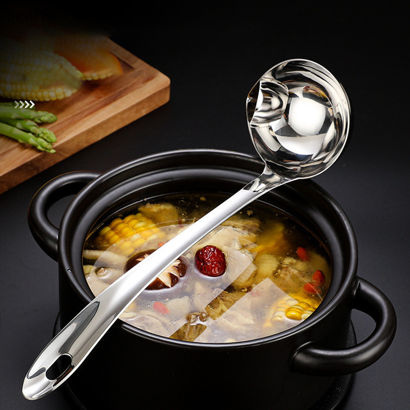 < Beartwo > Thìa Rây Lọc Inox Súp Rây Lọc Nhà Bếp Dầu Canh Canh Chất Béo Tách Sữa Chua Dầu Skimmer Thìa Phụ Kiện Nhà Bếp Đẹp