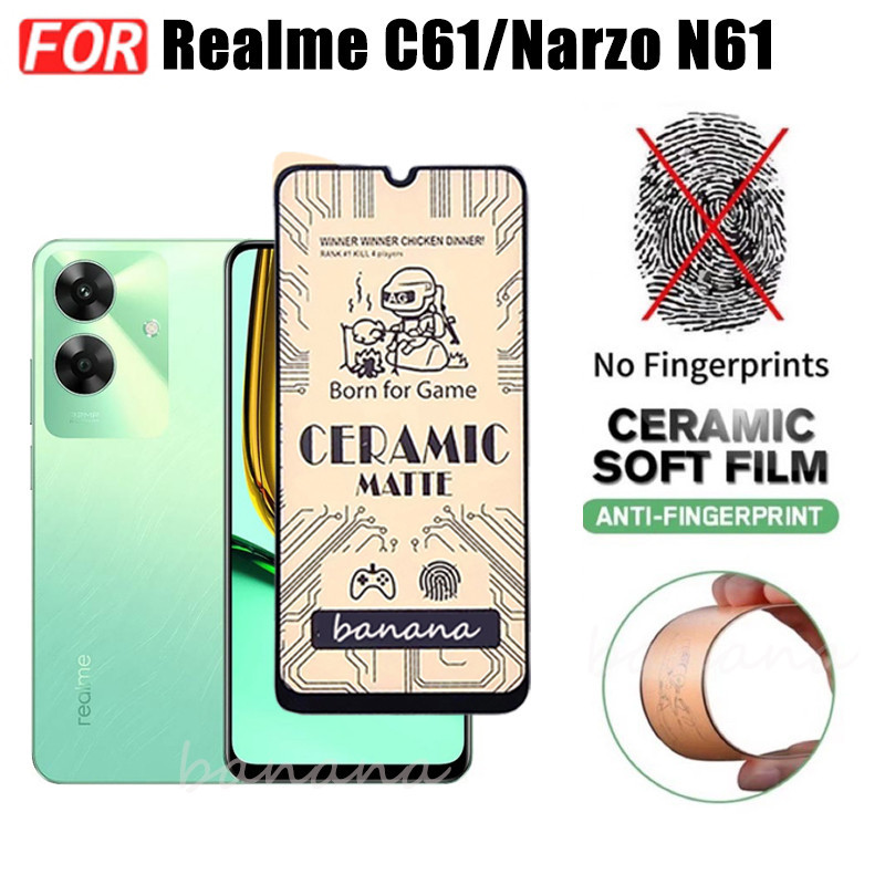 Kính cường lực gốm 3 TRONG 1 Realme C61 Narzo N61 cho Realme C61 C63 N63 C65 C53 C51 C51S Note 50 Ống kính máy ảnh Kính bảo vệ màn hình và phim mặt sau