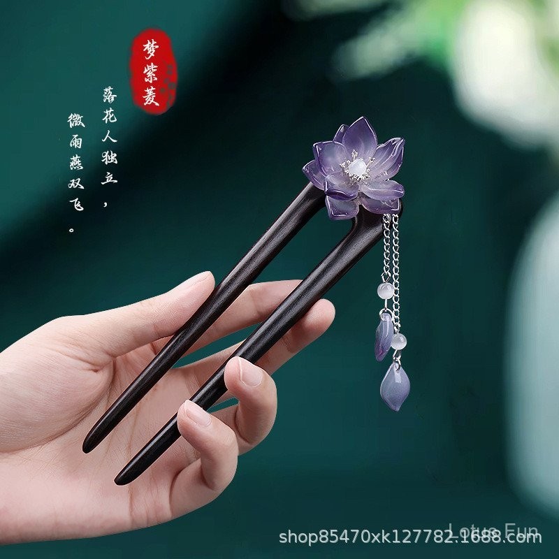 Kẹp tóc gỗ đàn hương phong cách cổ điển siêu tiên nữ, sườn xám tua rua cao cấp hiện đại đơn giản, phụ kiện tóc Hanfu