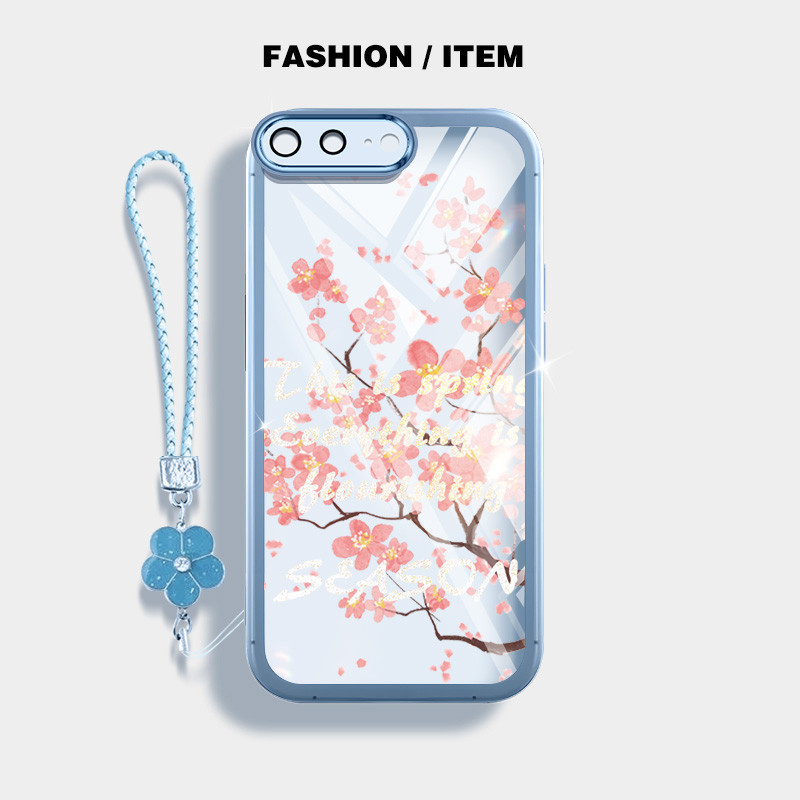 Ốp Điện Thoại YBD Cho IPhone 11 12 Pro Max Mini 6 6S Plus 7 Plus 8 Plus SE2020 X XS Max XR Phong Cách Cổ Đại Hoa Đào Họa Tiết Có Dây Treo