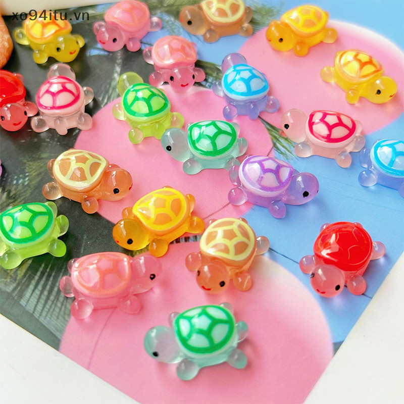 XOITU 10 Cái Hoạt Hình Dễ Thương Dạ Quang Rùa Nhựa Thu Nhỏ Bức Tượng Trang Trí Micro Phong Cảnh Trang Trí DIY Nhà Để Bàn Trang Trí Quà Tặng VN