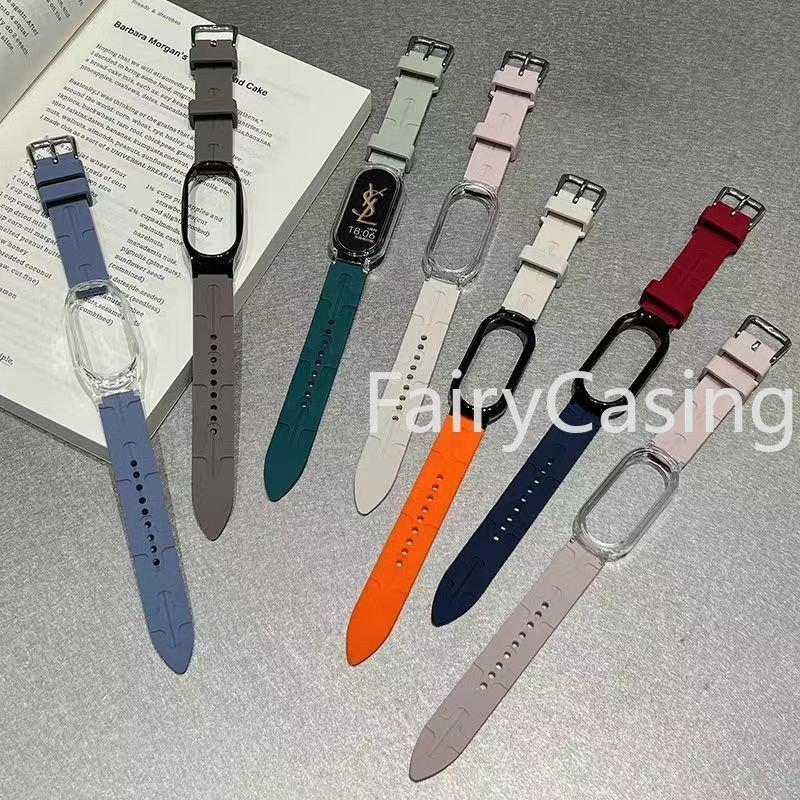 Dây đeo silicon hình chữ H cho Xiaomi Mi Band 10/9/8/7/6/5/4/3 NFC