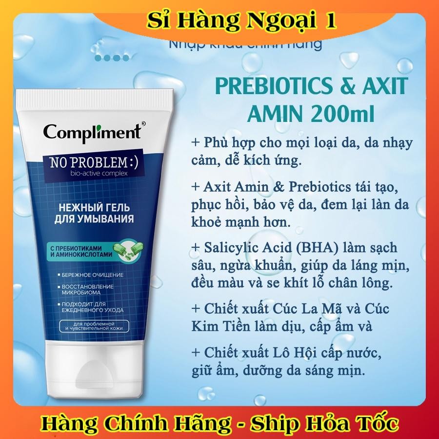 [DATE MỚI] Gel rửa mặt BHA Compliment No Problem làm sạch sâu, giảm viêm & mụn 200ml - HÀNG NGA