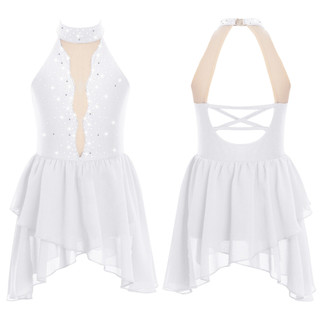 Yhong Girls Dây Cổ Kim Cương Giả Không Tay Trang Phục Khiêu Vũ Đầm Ballet Đương Đại
