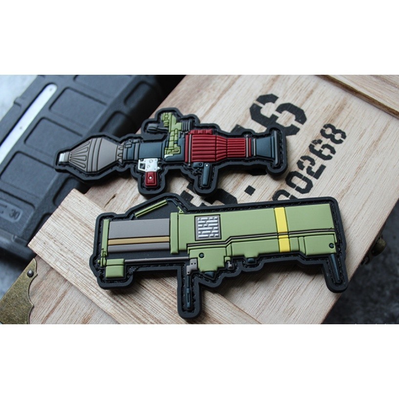 Patch_ miếng dán velcro PVC súng_tên lửa vác vai_retro