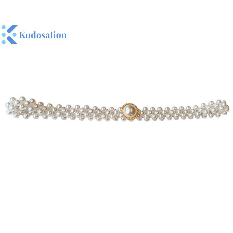 Kudosation Vòng eo ngọc trai lớn Dây thun nữ có trang trí Váy phù hợp Thời trang Thiết kế thông thường Dây Gothic