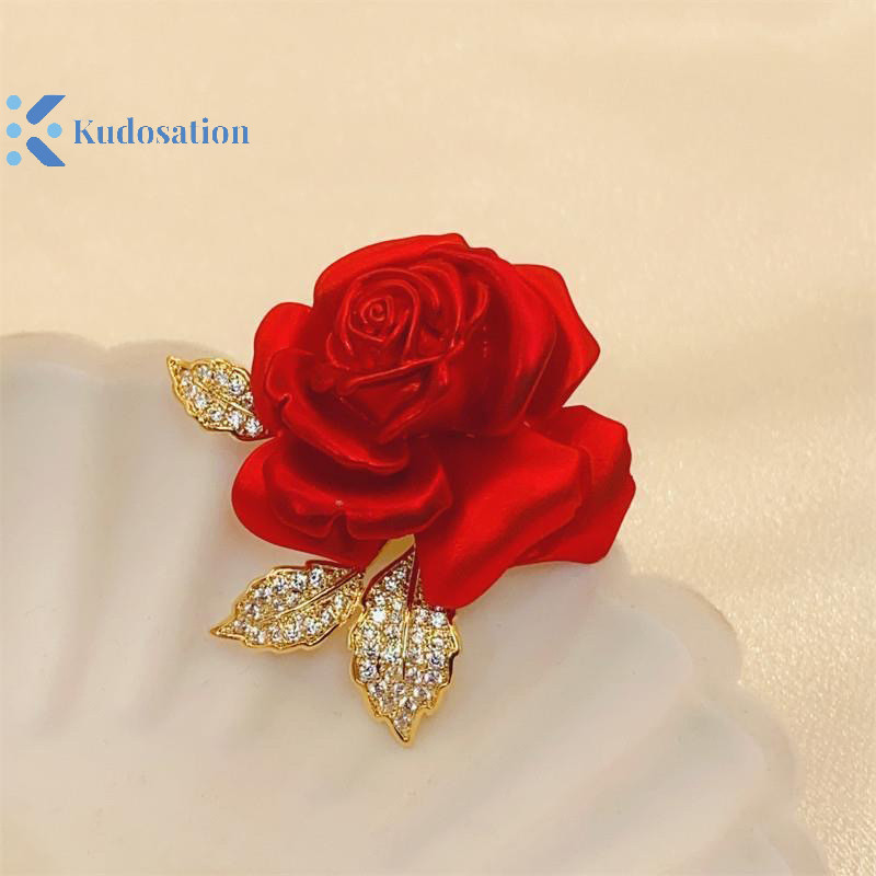 Kudosation Tính Khí Hoa Hồng Đỏ Thổ Cẩm Cao Cấp Phù Hợp Với Phụ Kiện Chân Thiết Kế Trâm Cài
