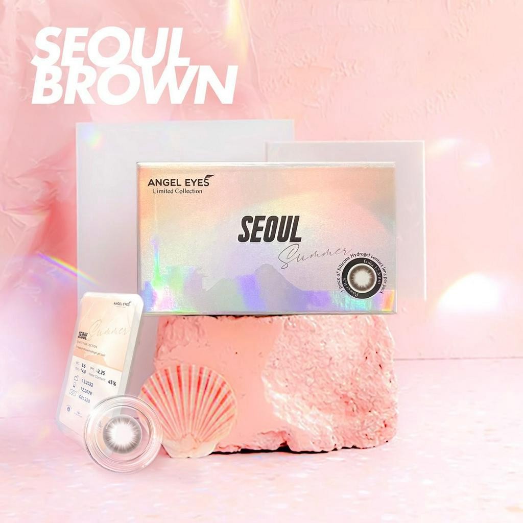 Lens cận SEOUL BROWN màu nâu trầm tự nhiên 💥HÀNG CAO CẤP💥 Kính áp tròng Hàn Quốc có độ cận 0-8, không cộm, GDia 12.8mm