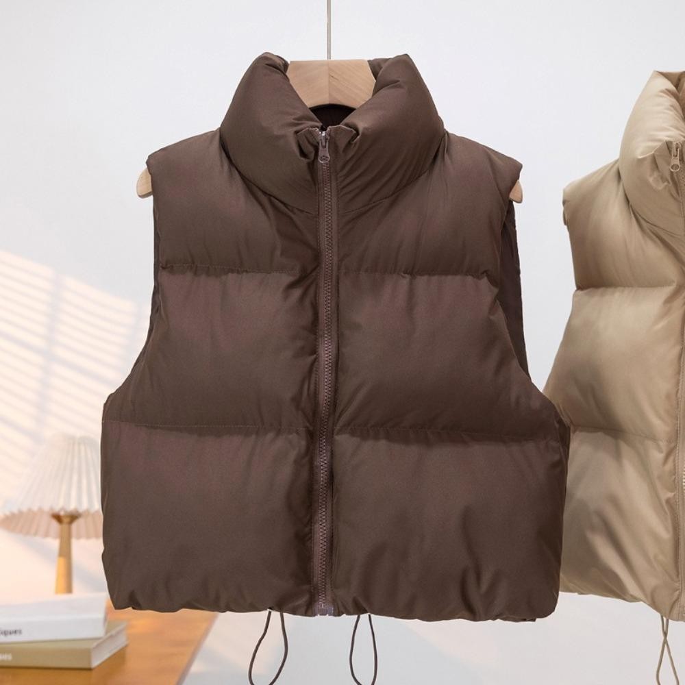 Áo vest nữ GUSTAVA, Áo vest không tay cổ đứng bằng Cotton, Áo khoác du lịch ngoài trời ngắn ấm áp mùa thu đông