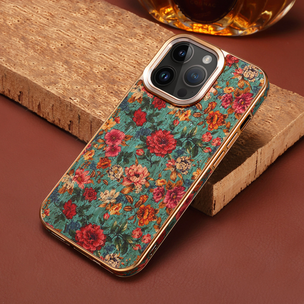 Giả Da Phong Cách Retro Hoa Ốp Lưng Điện Thoại IPhone 16 15 14 13 12 Promax Plus Nút Kim Loại Mạ Khung Bảo Vệ Chống Sốc Vỏ Điện Thoại Di Động Cầm Tay