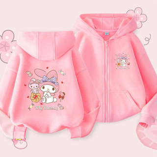 Áo Hoodie có khóa kéo Kuromi và giai điệu sành điệu năm 2024 Áo khoác trẻ em mùa thu đông dễ thương