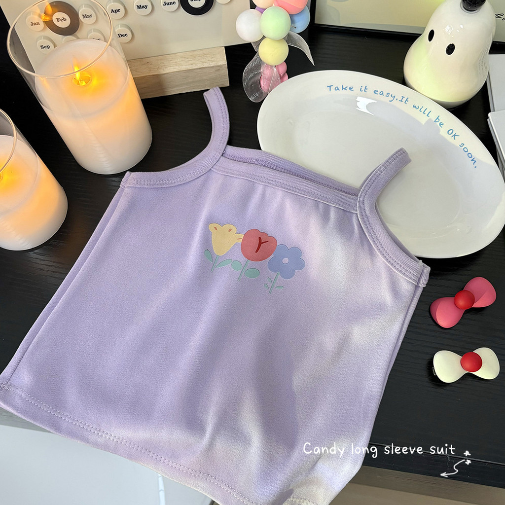 Phong Cách Mới Bé Gái Camisole Top 280g Dày Xuân Thu Phù Hợp Với Quần Lót Trẻ Em Áo Vest Bên Trong Quần Áo Trẻ Em UAUE