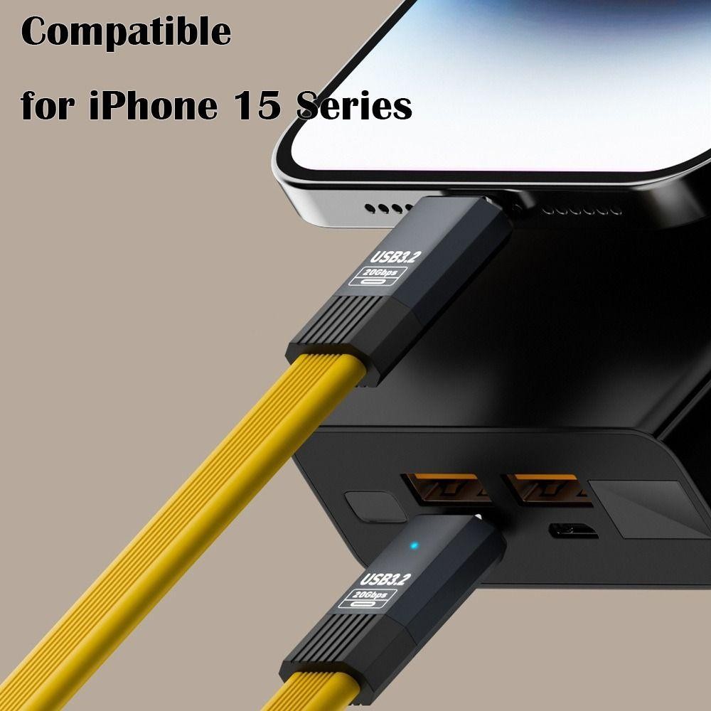 Cáp YRBWD USB 3.2 Type-C, Dây sạc nhanh USB-C phẳng 8K @ 60Hz, Chip Emark chuyên nghiệp 20 / 50 / 80cm 20Gbps Dây OTG cho điện thoại di động 15 Max