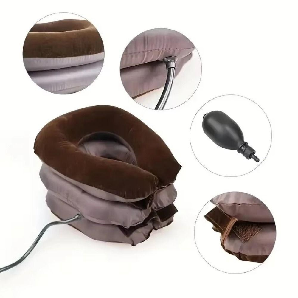 DONOVANQQ Cáng Cổ Không Khí Bơm Hơi, Thiết Bị Thiết Bị Lực Kéo Cổ Thoải Mái 3 Lớp, Bảo Vệ Thoáng Khí Bán Sang Trọng Cổ Mềm Cổ Tử Cung Gối Nam Nữ