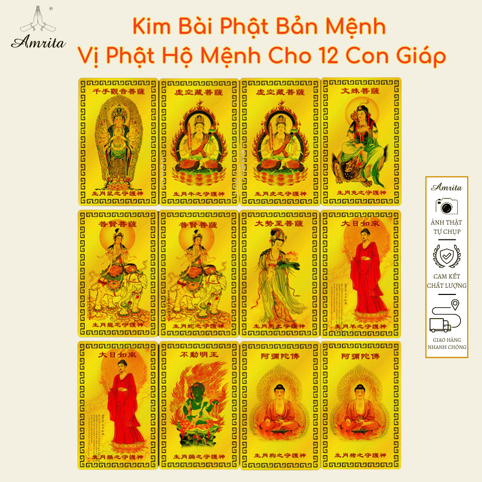 Kim Bài Phật Bản Mệnh , Hộ Mệnh 12 Con Giáp Bỏ Bóp, Ví, Túi Xách, Ốp Điện Thoại - May Mắn, Bình An -Amrita