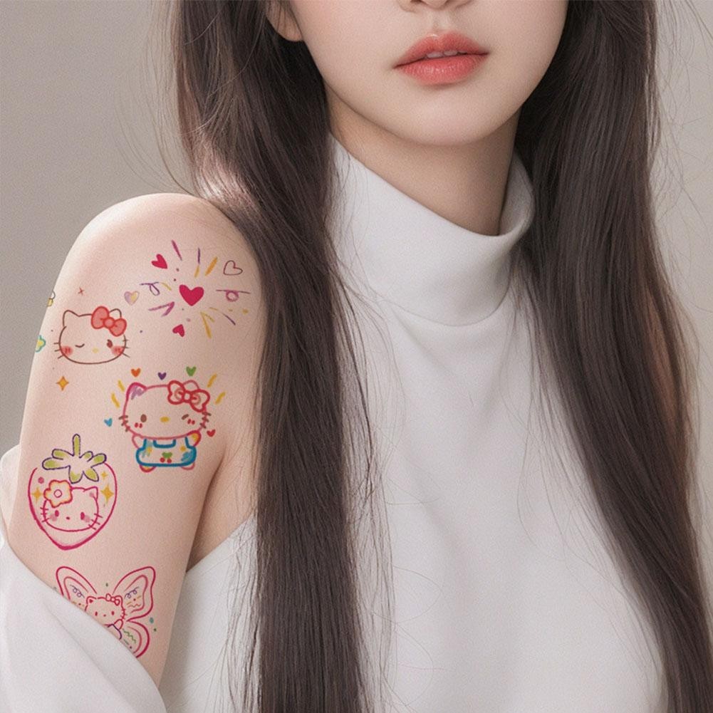 Hình Xăm Hoạt Hình Dán Kawaii Sanrio Hello Kitty Hình Xăm Chống Thấm Nước L6z7