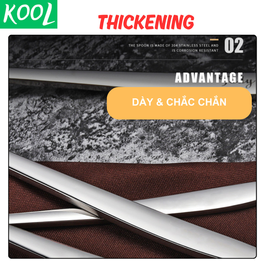 Muỗng ăn inox 304 cao cấp phong cách hàn quốc, Thìa ăn, Vá ăn, muôi KOOL - RB11306