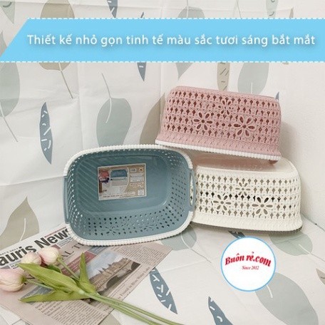 Rổ nhựa giả đan mây có quai cầm Việt Nhật, giỏ hoa 2 size màu pastel xinh xắn (MS: 3377) – Buôn Rẻ 00690 Babee