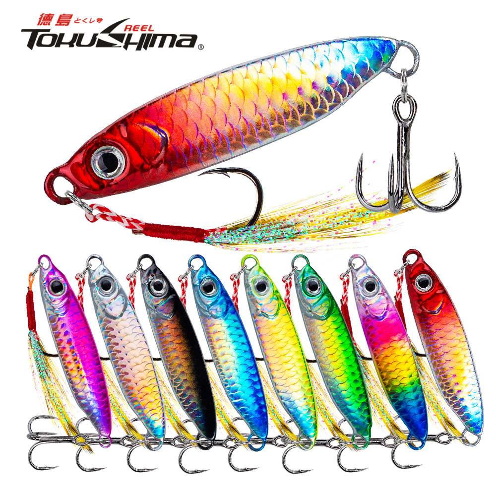 1 cái kim loại jig câu cá lure 7g / 10g / 15g / 20g / 25g / 30g đồ câu cá chìm chậm 8 màu 3d eyes mồi câu cá laser nhân tạo