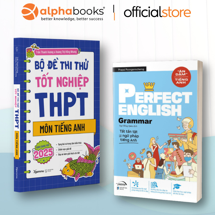 Sách - Lẻ/Combo: Bộ đề thi thử tốt nghiệp THPT môn Tiếng Anh + Perfect English Grammar (Gamma)
