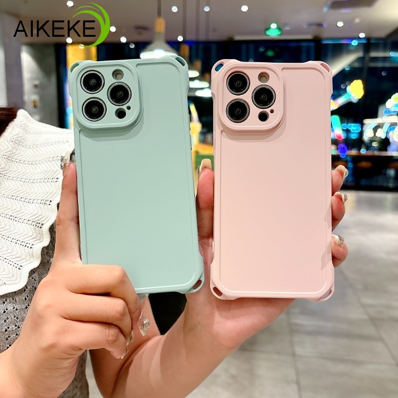Tương Thích Cho iPhone 16 15 14 Plus iPhone 16 15 14 13 Pro Max 16Pro 15Pro 14Pro Ốp lưng Mờ Mờ Đơn Giản Mềm Silicon Ốp Lưng Có Túi Khí Có Dây Buộc Lỗ