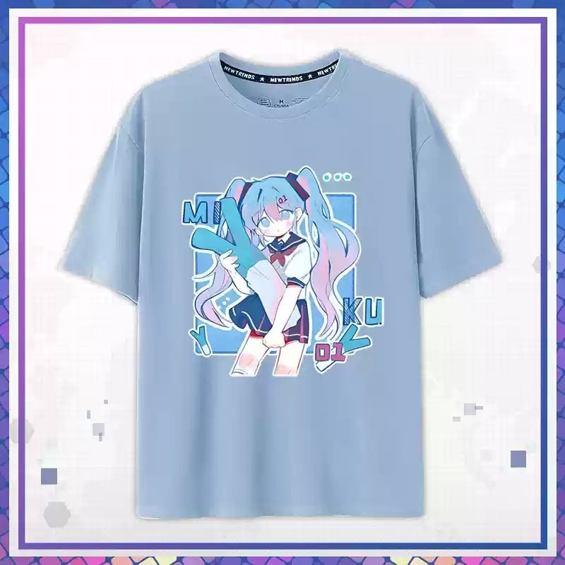 Yb1 Hatsune Miku Cosplay Vải Full Graphic Mùa Hè Sơn Hoạt Hình Áo Thun Anime Tay Ngắn Top BY1
