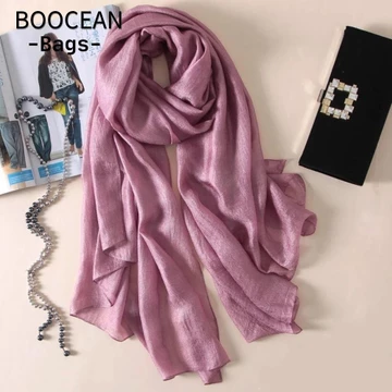 Khăn choàng chống nắng nữ, Khăn choàng đầu Foulard dành cho nữ Khăn trơn, Khăn choàng vải lanh màu tinh khiết Plus Size Hijab