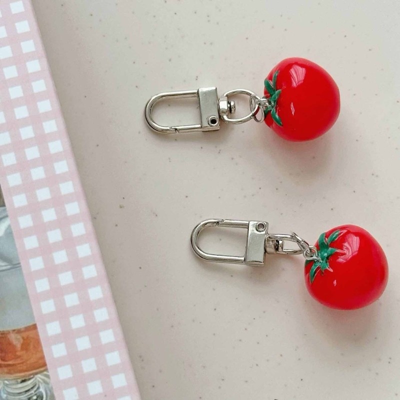 PPY Móc Khóa Charm Cà Chua có lá xanh và nhân vật cô gái, phụ kiện thời trang dành cho nữ