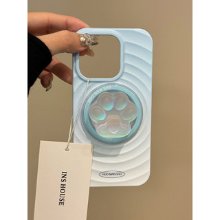 Sang Trọng Màu Xanh Hồng Mèo Móng Vuốt Từ Đứng Ốp lưng iPhone16 15 14 13 12 Pro Max Vỏ Chống Sốc Bảo Vệ Camera Chống Rơi Mặt Sau Cứng Mờ