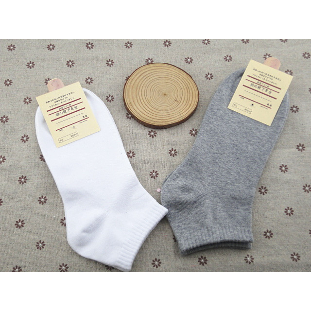 Tất Cotton nam thuyền có sẵn tất nam ống ngắn vớ vô hình đen trắng xám