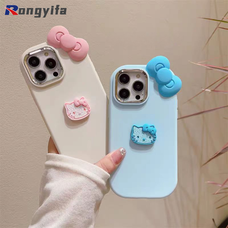 Ốp Điện Thoại Màu Kẹo Hello Kitty 3D Cho OPPO A60 A79 A54 A18 A38 A58 A15 A15S A92 A72 A52 A1K A7 A12 A5S F9 Reno 7 Pro 6 5f 4f 5 4 Lite 6Z 5Z Vỏ Hoạt Hình Nơ Dễ Thương Bìa mềm