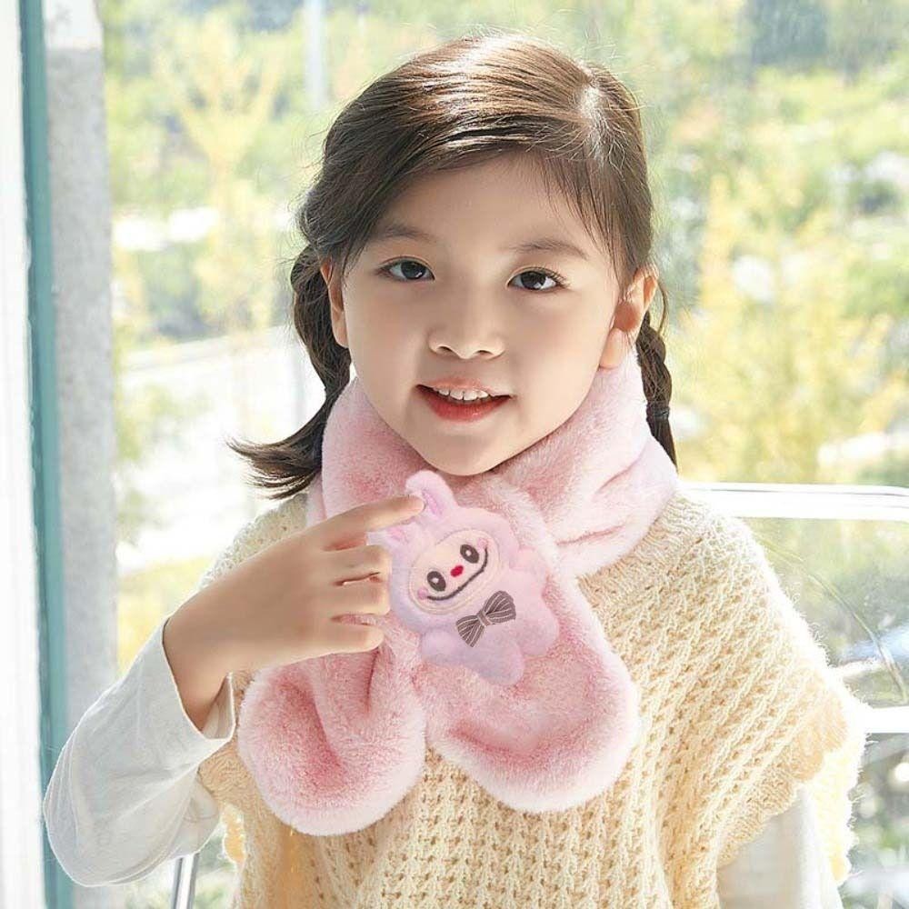 Khăn quàng cổ lông mềm hình labubu, siêu nhân nhiều màu xinh