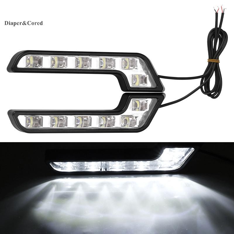 Diaper & CORED 2 chiếc đèn LED hình chữ L 12V chống nước, thay thế đèn chạy ban ngày/sương mù cho ô tô YTH