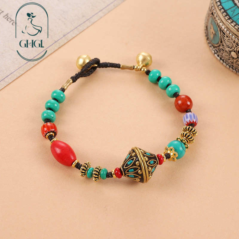 Ghgl❤️Handmade Phong Cách Tây Tạng Nepal Đính Hạt Vòng Tay Retro Kỳ Lạ Phong Cách Dân Tộc Niche Thiết Kế Vòng Tay Mới Phong Cách Trung Quốc Phụ Kiện Nữ