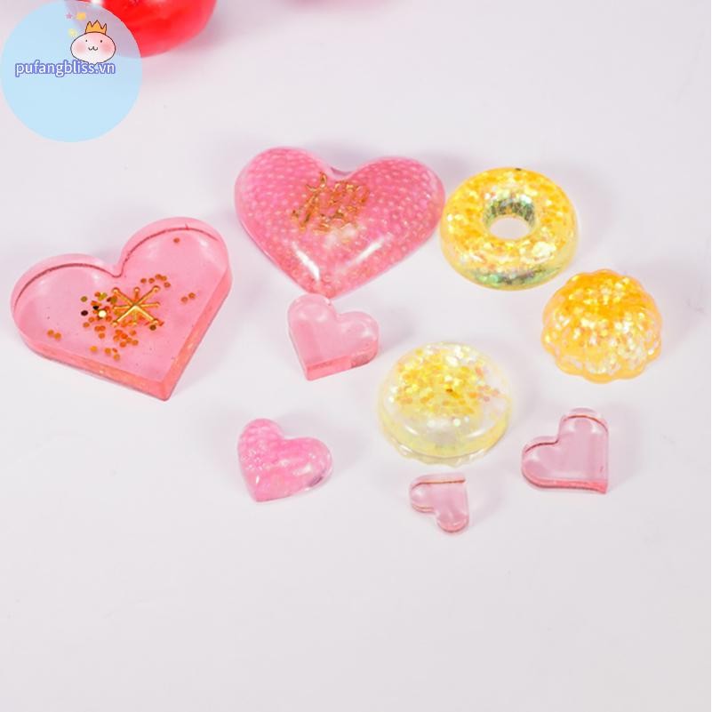 Pufangbliss 3D Tình Yêu Hình Trái Tim Khuôn Silicon Nhựa Dính Nhà Bếp Bánh Nướng Trang Trí Khuôn Socola DIY Trang Sức Bông Tai Mặt Dây Chuyền Dụng Cụ VN