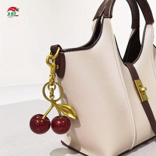 Móc khóa thời trang Cherry sang trọng Sáng tạo dành cho nữ Mặt dây chuyền trái cây giả pha lê sáng bóng Thích hợp cho túi xách