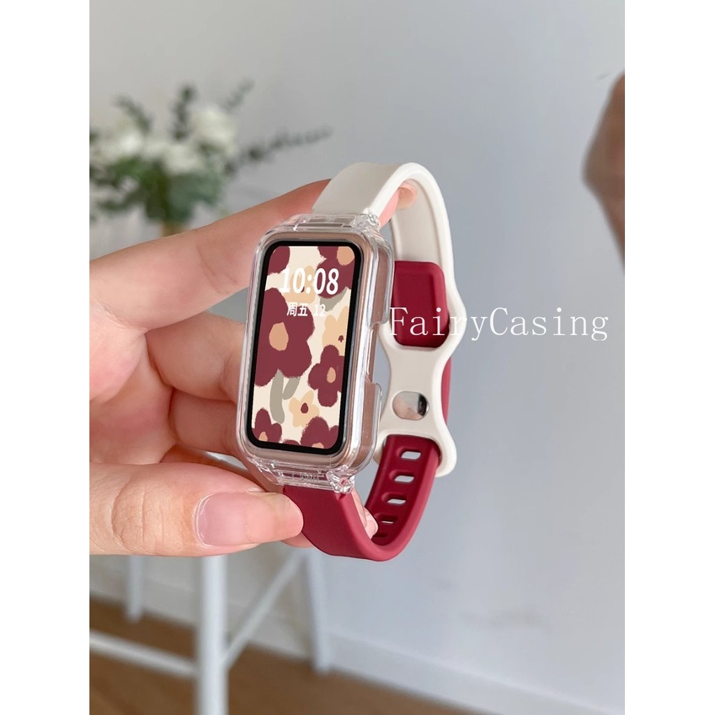 Ốp Lưng Trong Suốt + Dây Đeo Silicon Cho Huawei Band 11 Pro 10 9 8 7 6 Pro Vòng Tay Thay Thế Cho Honor Band 9 Phụ Kiện