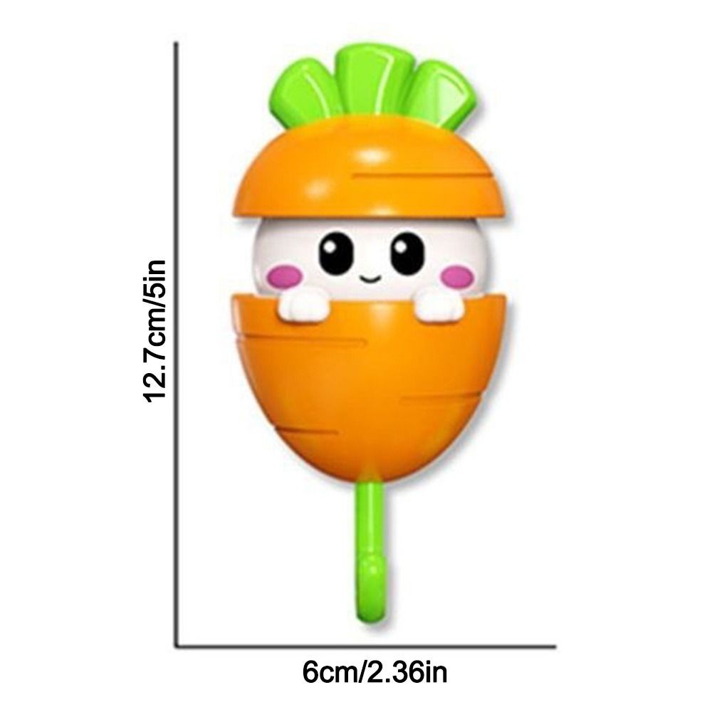 Móc trang trí CHEESELY, Giá đỡ chìa khóa hình thỏ / gấu trúc / vịt hoạt hình tự dính, Móc quần áo hình cà rốt sáng tạo Phòng tắm