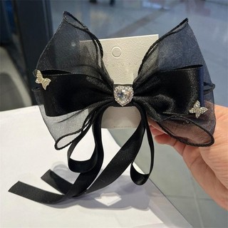 Kẹp tóc nơ nhiều lớp nữ, phù hợp cho công chúa nhỏ với ruy băng dài - Phụ kiện tóc barrettes