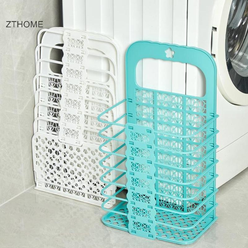 Giỏ đựng đồ giặt bằng nhựa có thể gập lại ZTHOME - Lưu trữ không đục lỗ treo tường cho phòng tắm HOT