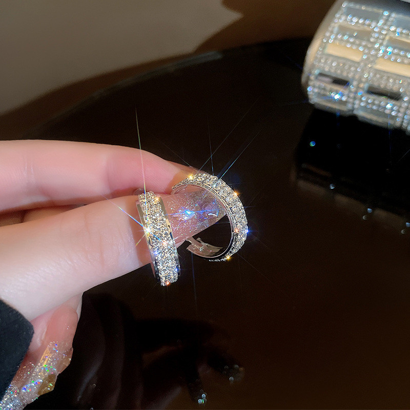 Chunky Vòng Bông Tai Thời Trang Đa Năng Micro Pave Zircon Bông Tai Nữ