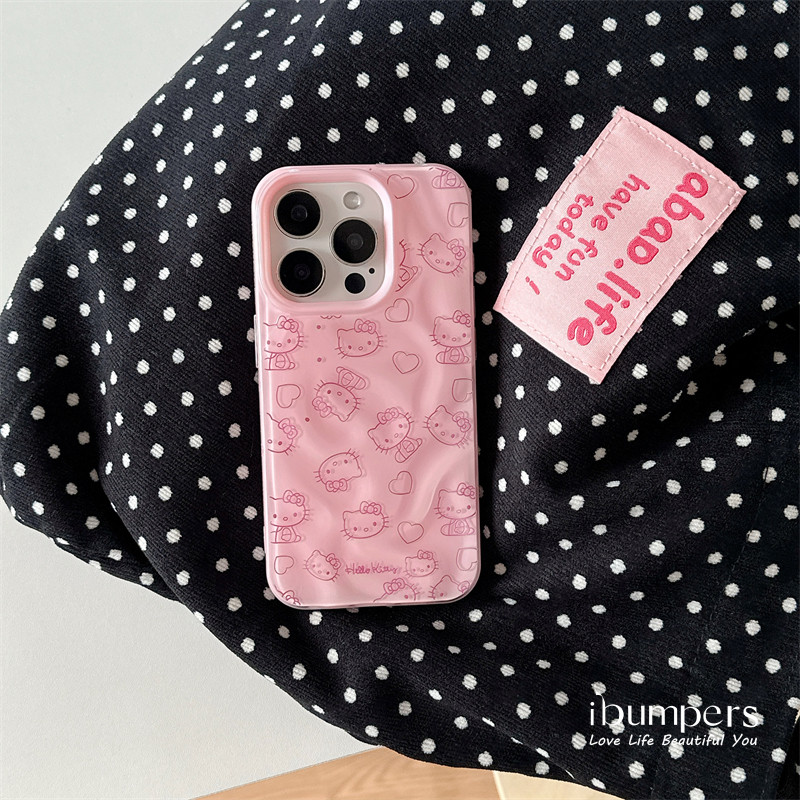 ibumpers Ốp Điện Thoại iPhone Họa Tiết Hello Kitty Màu Hồng Hợp Thời Trang Cho IPhone 11 12 13 14 15 16 Pro Max Ốp Lưng Thiên Thạch Màu Kẹo Silicon Mềm Chống Sốc