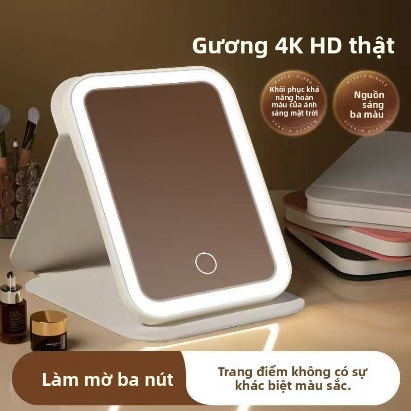 Gương Makeup LED Gập Gọn Để Bàn - Đèn Soi Di Động Cho Nữ Phong Cách Hàn Quốc Đang Hot Trend