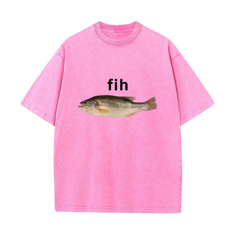 Áo Thun Fih Cá Meme Cotton, Thời Trang Mùa Hè Cho Nam và Nữ