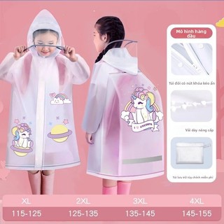 Áo mưa trẻ em hình Kuromi – Toàn thân chống thấm, khóa kéo bền, che balo tiện lợi