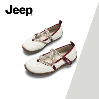 Giày đế mềm Mary Jane đế mềm cổ điển mới của JEEP dành cho nữ - Giày thường cổ thấp, Giày trượt nhẹ lấy cảm hứng từ ba lê, Trang phục hàng ngày thanh lịch