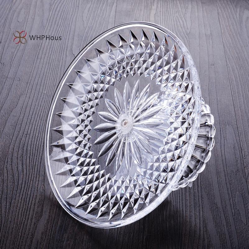 < WHPHous-t > Đĩa phục vụ trong suốt bằng Acrylic Trái cây tráng miệng Khay đựng bánh Cupcake Đế trưng bày Đĩa ăn tối tròn Đồ dùng nhà bếp