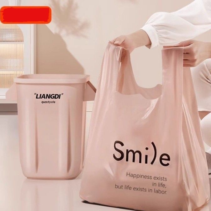 Set 50 túi rác polyester màu hồng xanh smile dày đẹp 3 size ANGIHOME